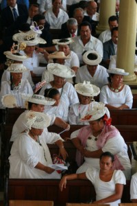 Service religieux, au temple Paofai, Papeete, Tahiti.