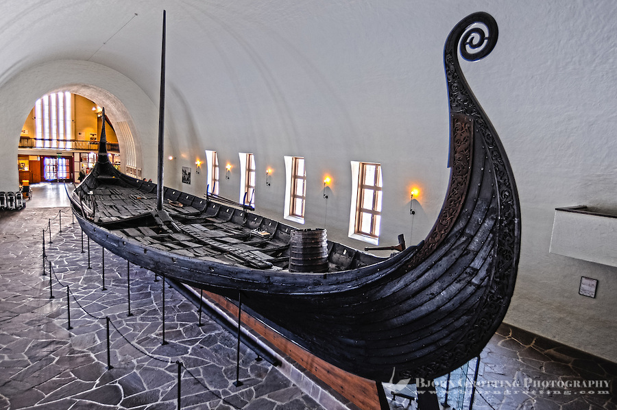 Norway, Oslo, Bygdøy. The Oseberg Ship at the Viking ship museum. HDR image.